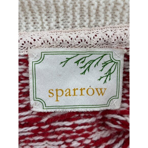 Sparrow Womens Red & Cream Knit Long Cardigan With Button Front & Diamond Patter - Picture 6 of 9